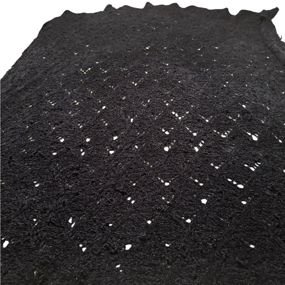 Vintage 525 America Chenille Throw in Navy. Worn.